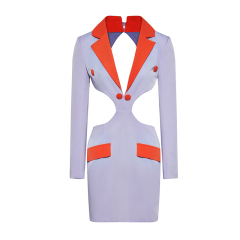 Sexy V-neck backless suit hip dress