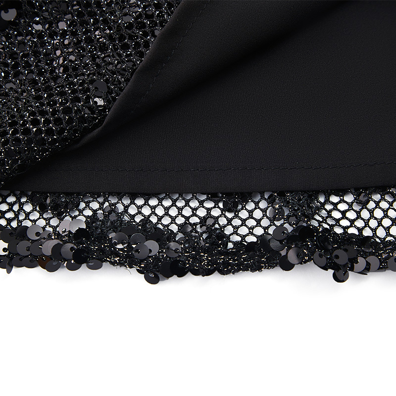 Sexy black mesh sequin strapless butt-covering dress