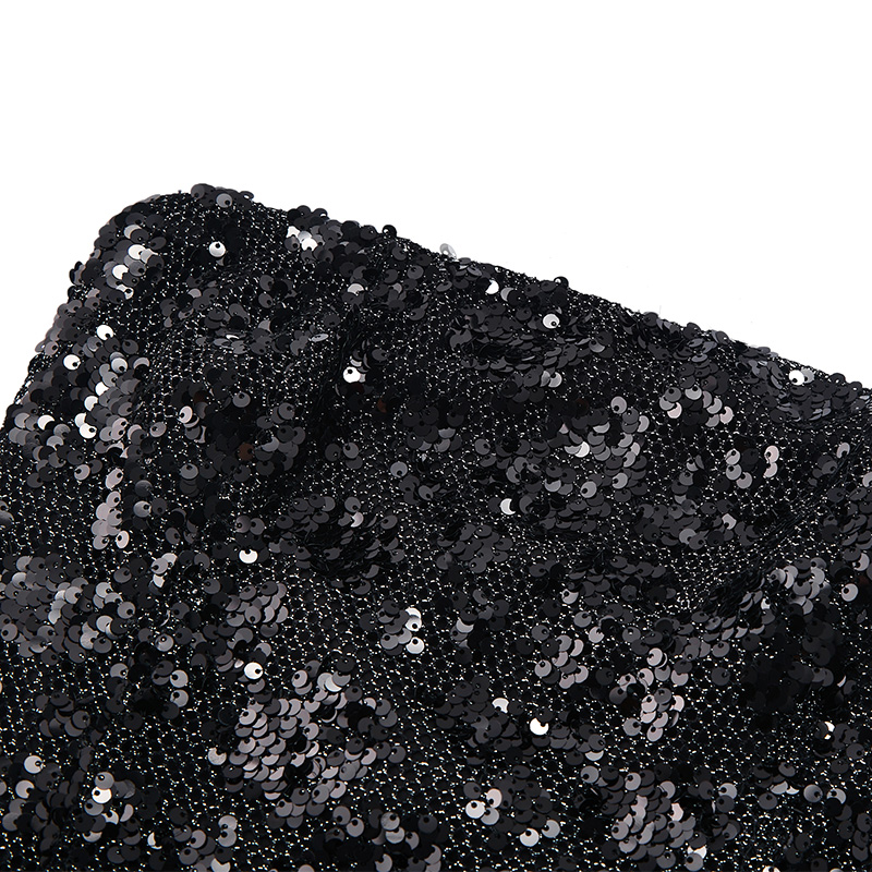 Sexy black mesh sequin strapless butt-covering dress
