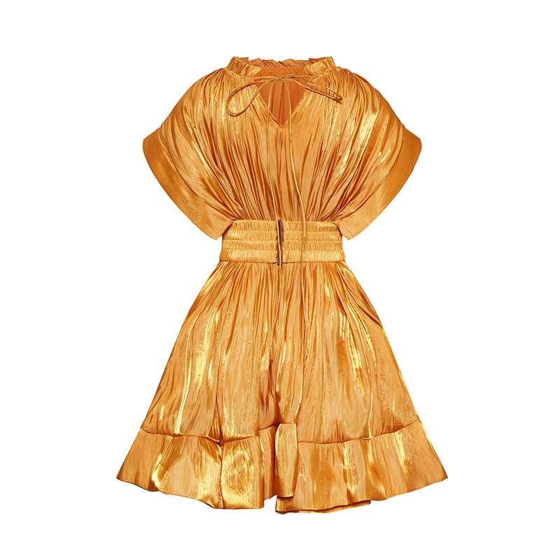 Commuter round neck elastic strap dress