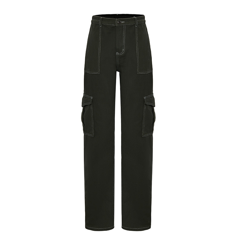 New design street black big pocket jeans