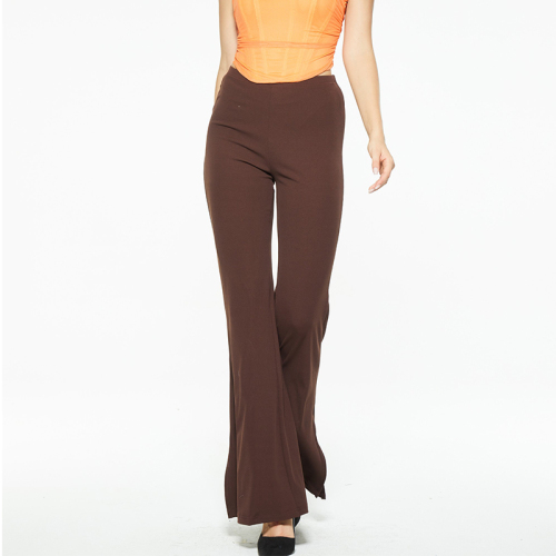 Sexy stretch high waist slit flared pants