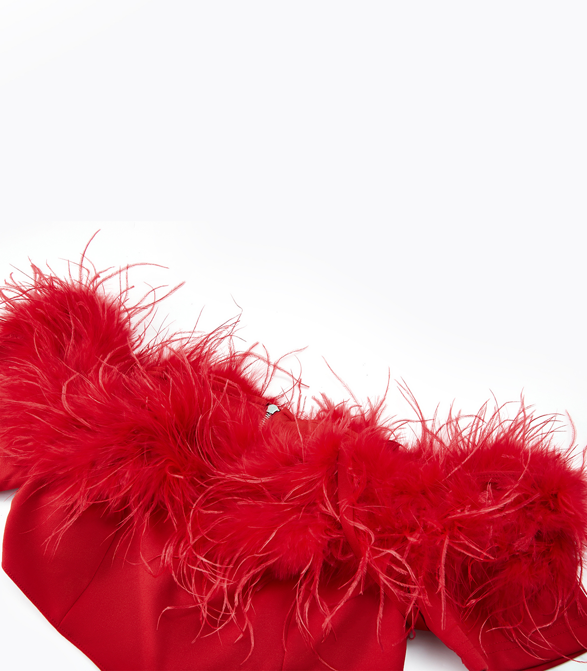 Sexy Red Feather Tube Top Hollow Stitching Dress