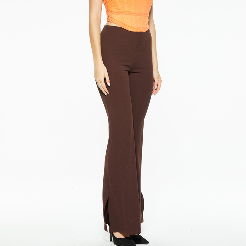 Sexy stretch high waist slit flared pants