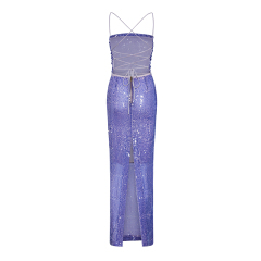 Sexy Strap Sequin Slit Suspender Hip Party Dress