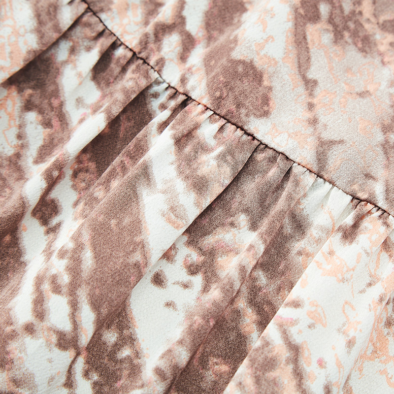 Tie-dye v-neck backless suspender long dress