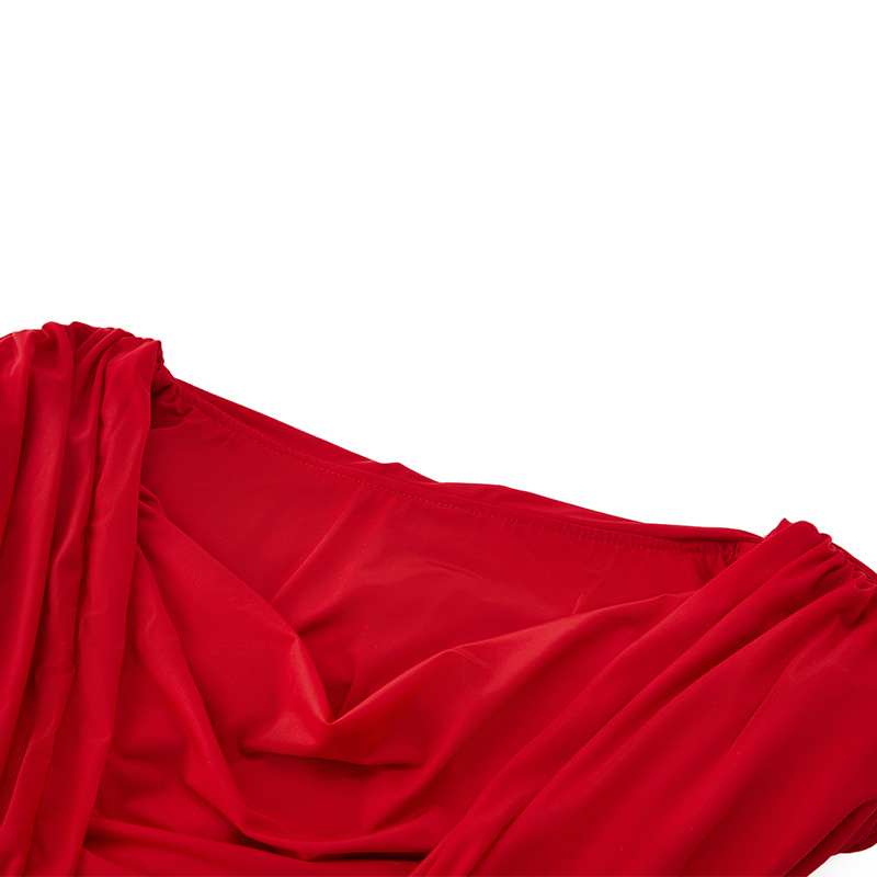 OEM Sexy red pleated waist dress