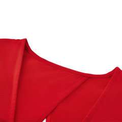 New design sexy Red Knotted Backless Long Sleeve Top