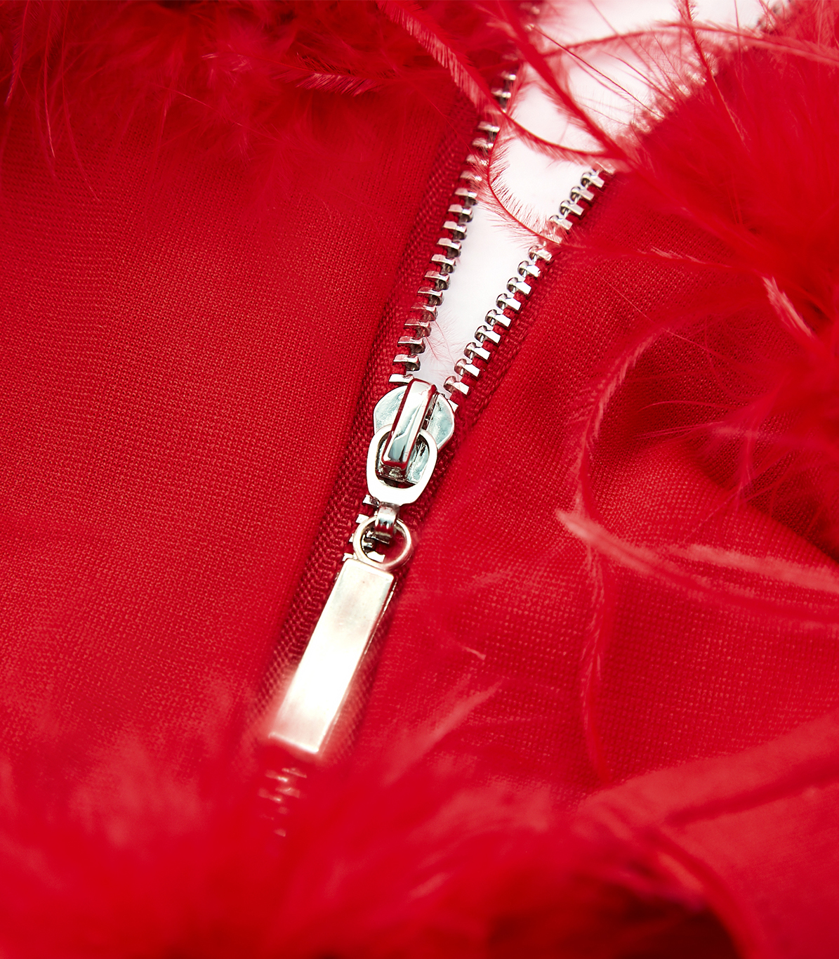 Sexy Red Feather Tube Top Hollow Stitching Dress