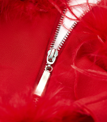 Sexy Red Feather Tube Top Hollow Stitching Dress
