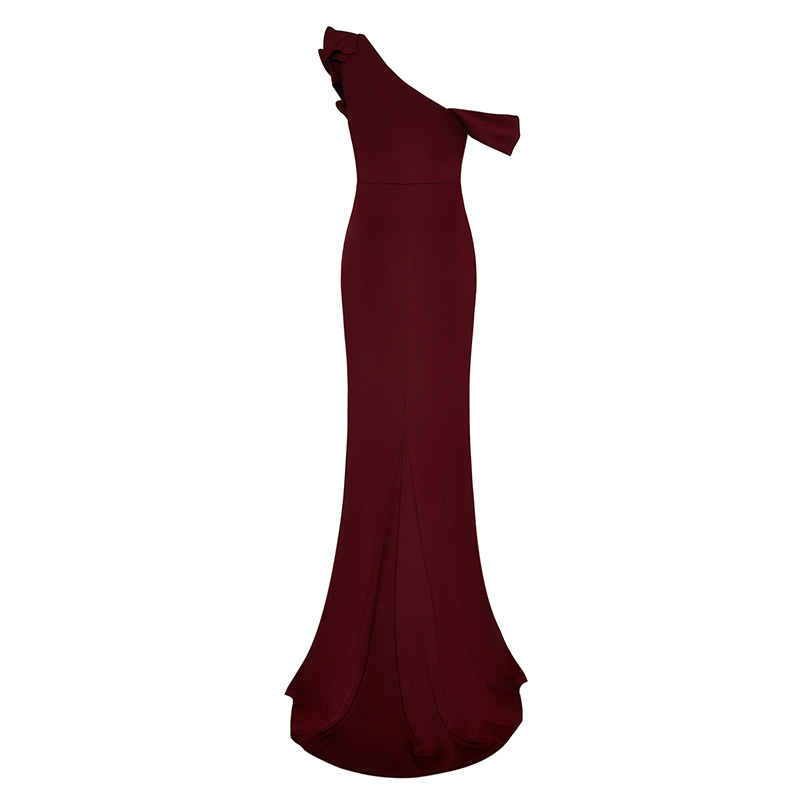 Premium off-shoulder slim-fit hip fishtail dress