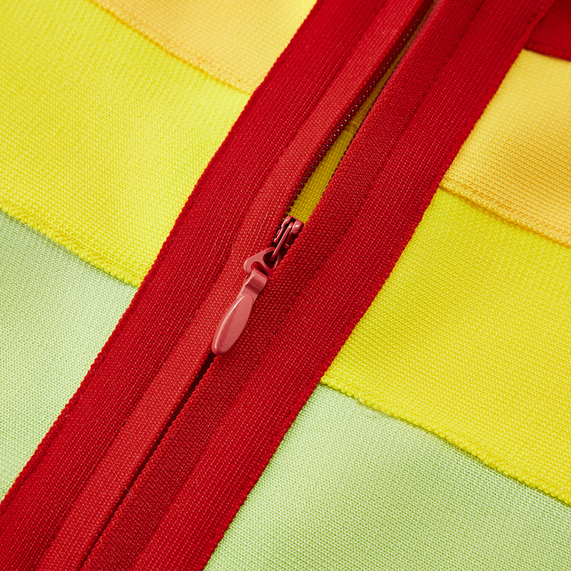 Vibrant Rainbow Striped Cross Hip Short Dress