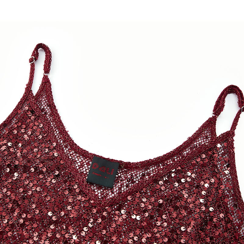 Temperament V-neck sequin fishtail suspender dress