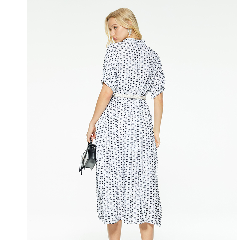 New design casual printed long shirt dress