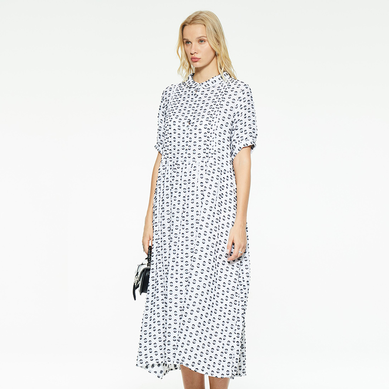 New design casual printed long shirt dress