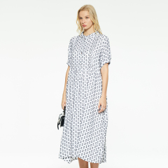 New design casual printed long shirt dress
