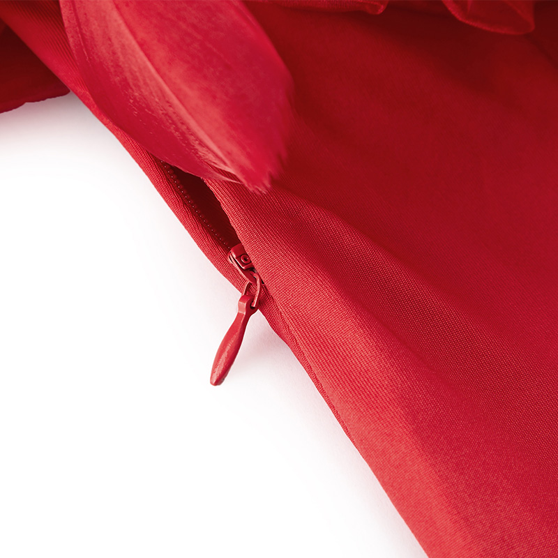 New design Red floral feather hip skirt