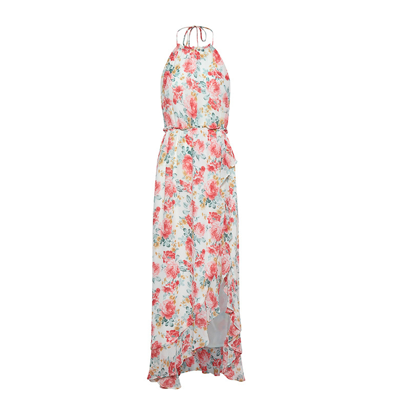 Bright floral print halterneck dress