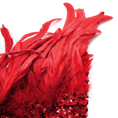 Sexy red sequined feather tube top hip dress
