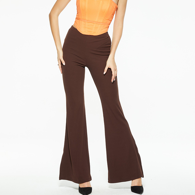 Sexy stretch high waist slit flared pants