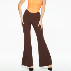 Sexy stretch high waist slit flared pants