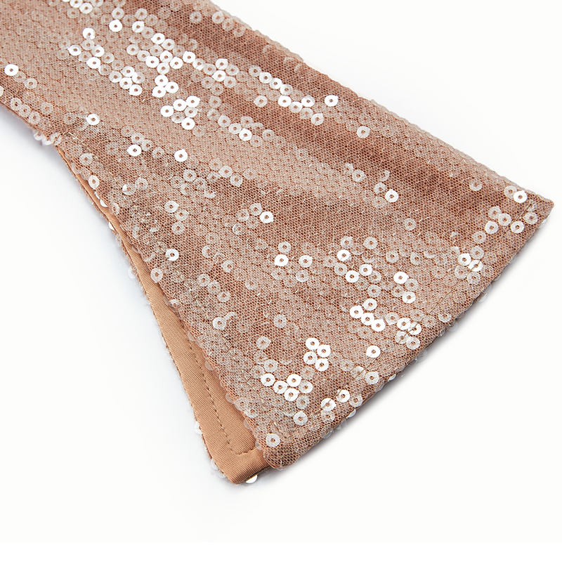 Temperament V-neck backless strappy sequined long-sleeved hip dress