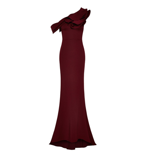 Premium off-shoulder slim-fit hip fishtail dress