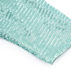 Mint green commuter round neck sequined long-sleeved top