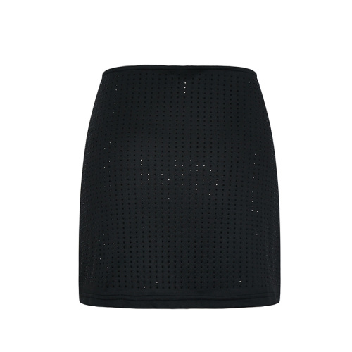 Sexy black mesh stretch hip skirt