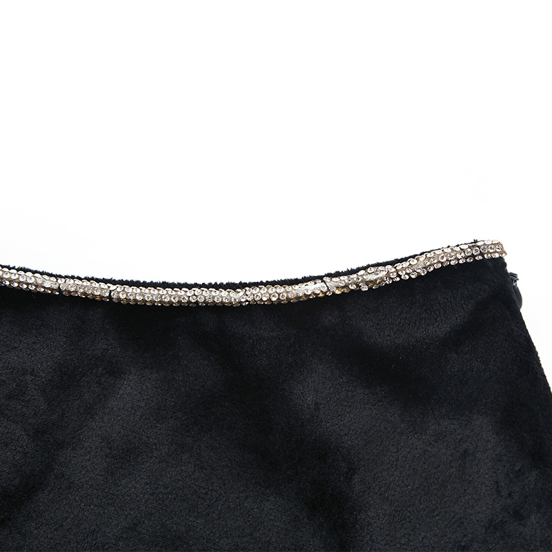 Sexy black suede rhinestone hip skirt