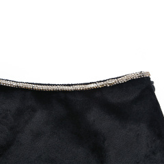 Sexy black suede rhinestone hip skirt