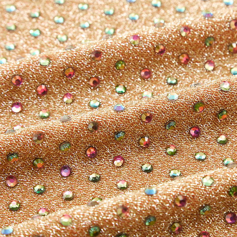 Round Neck Sequined Hollow Long Sleeve Raw Edge Slit Dress