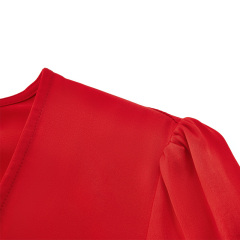 New design sexy Red Knotted Backless Long Sleeve Top