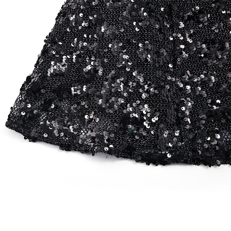 Sexy black mesh sequin strapless butt-covering dress