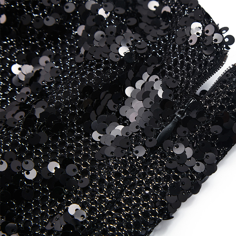 Sexy black mesh sequin strapless butt-covering dress