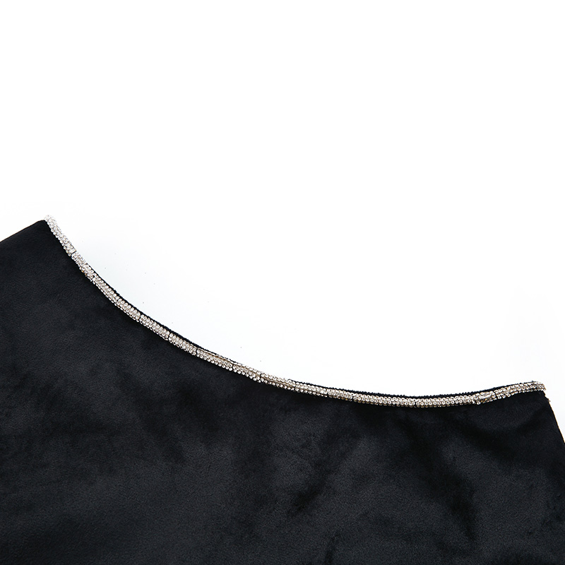 Sexy black suede rhinestone hip skirt