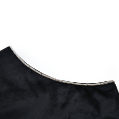 Sexy black suede rhinestone hip skirt