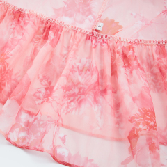 Off-shoulder ruffled floral print mesh dress