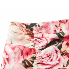 Bright floral print drawstring pleated maxi skirt