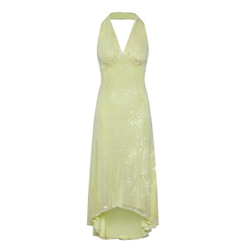 Light Green Sequin Halter Dress