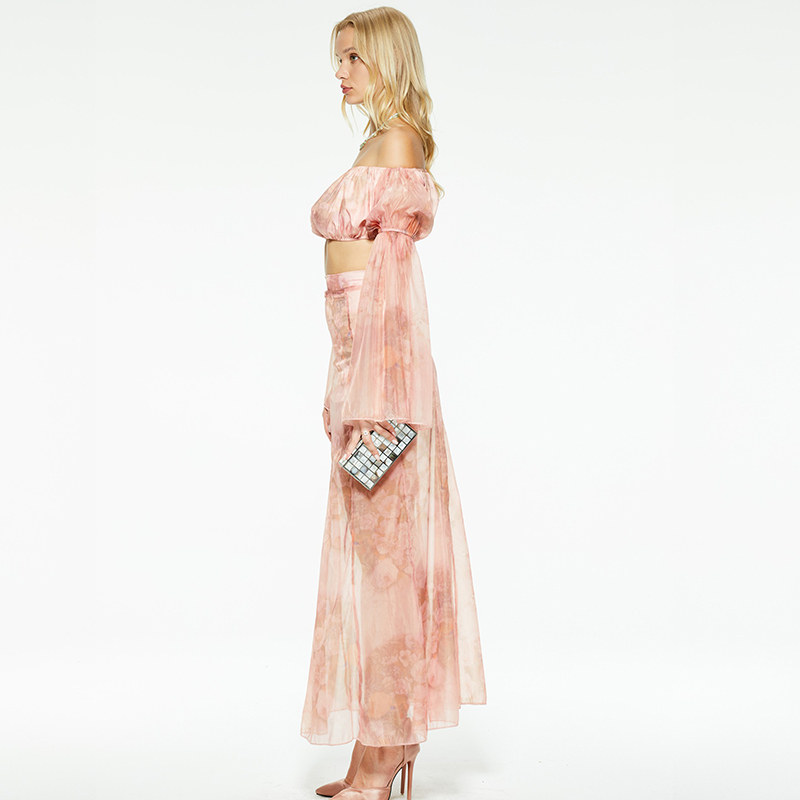 Gentle one-shoulder mesh tube top/skirt suit