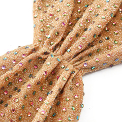 Round Neck Sequined Hollow Long Sleeve Raw Edge Slit Dress