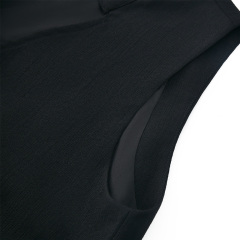 Elegant black v-neck sleeveless button dress