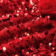 Sexy red sequined feather tube top hip dress