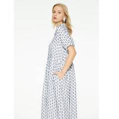 New design casual printed long shirt dress