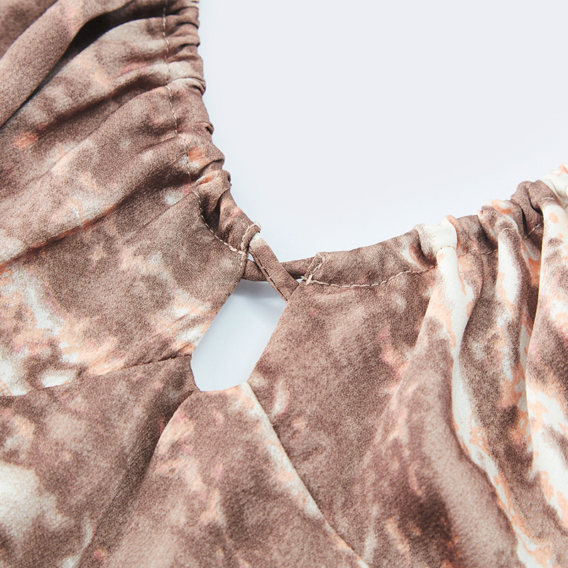 Tie-dye v-neck backless suspender long dress