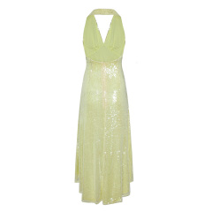 Light Green Sequin Halter Dress