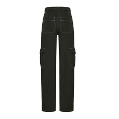 New design street black big pocket jeans