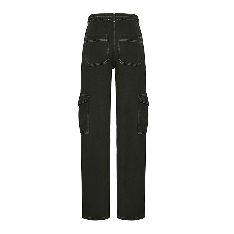 New design street black big pocket jeans