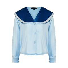 OEM Stylish Navy Collar Blue Shirt